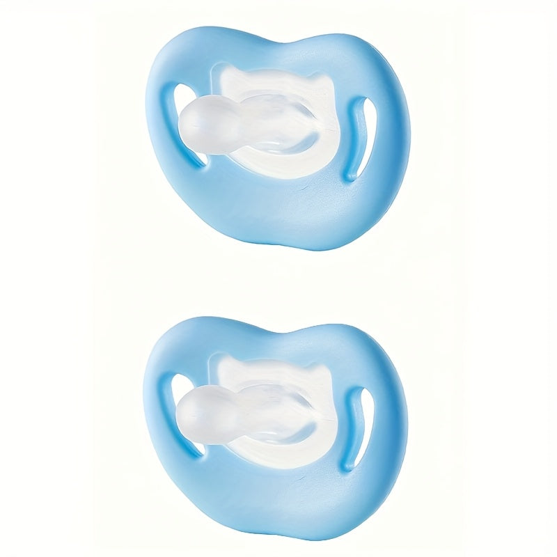 Soft Silicone Baby Pacifier with Thumb Nipple - Ergonomic Soother for Newborns, Gentle & Breastfeeding Support, Hypoallergenic, Pink & Blue, Newborn Soothing | Smooth Nipple Design | Gentle Soother, Pacifiers for Babies