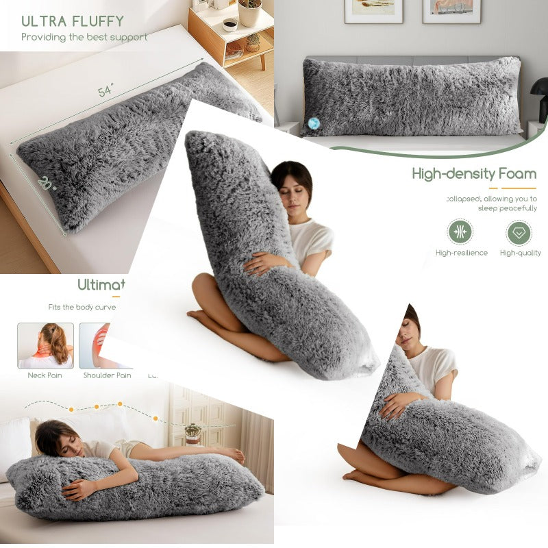 Body Pillow for Adults Extra Long Full Body Pillow with Removable Cover and Memory Foam Filling for Side Sleepers and Pregnancy Soft port Pillow hine Washable 20x54 Inch