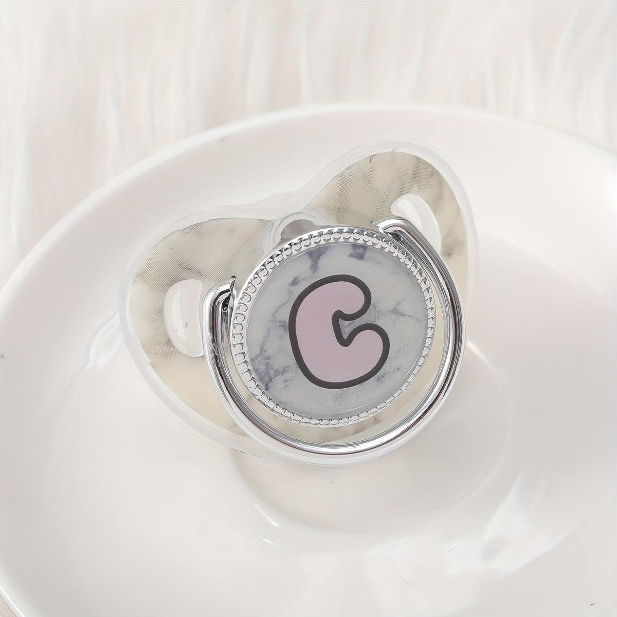 Phthalate-Free Soother 1pc Soft Silicone, Phthalate-Free Milk White Marble Letter Design Soother with Dust-Proof Lid - Safe & Comfortable, Multiple Styles - Ideal Gift, Essentials, Stylish Accessory