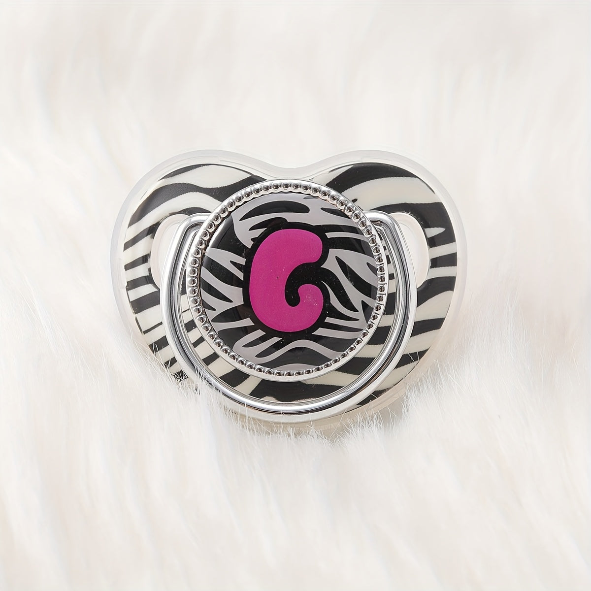 1pc Zebra Print Letter Design Pacifier With Dust Cover, Free Of Phthalates, Easy To Use, Soft And Comfortable, Safe Product, Suitable For Boys And Girls, With Multiple Choices, The Perfect Gift For Children