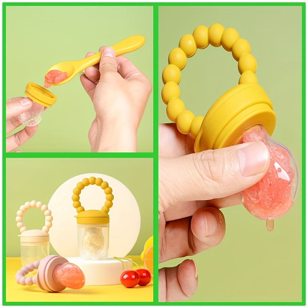 Baby Food Feeder & Pacifier - Self-Feeding Solid Food\u002FLiquid Dispenser with Pacifier, Non-Toxic Silicone, Easy-Clean for Infants, Breastmilk, Fruit Purees, Baby-LED Weaning - Mess-Free Feeding, Soft Textured Design, Safe Feeding Tool