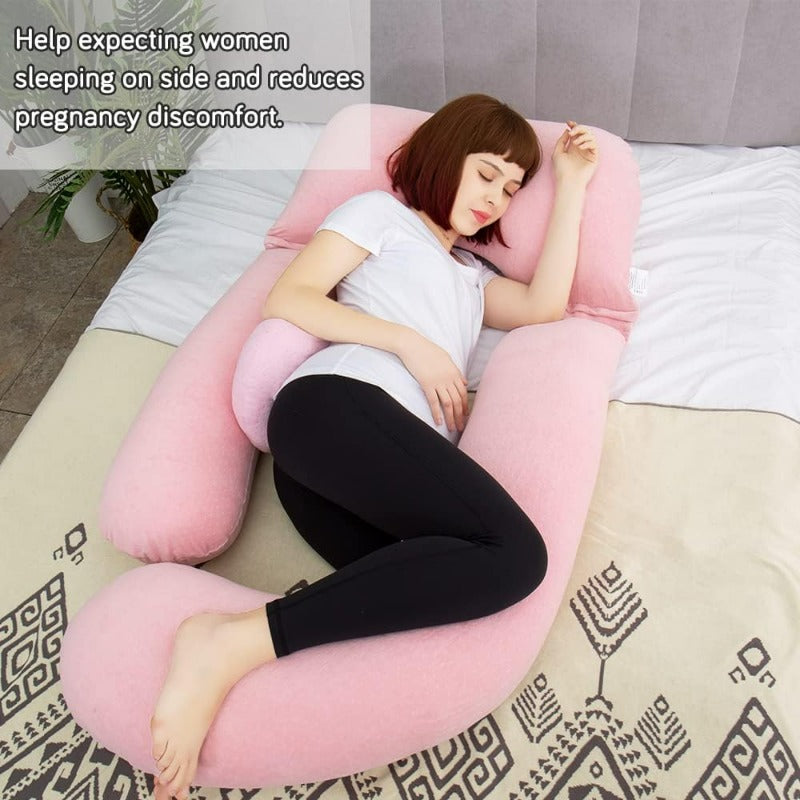 60in Full Body Pillow Nursing Maternity and Pregnancy Pillow Extra Large U Shape Pillows with Detachable Side Separate port Pillow and Removable Cover Veet Light Pink