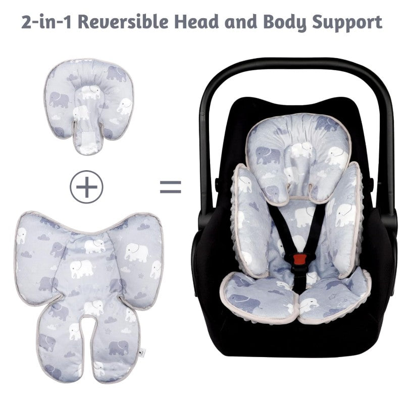 TANOFAR Infant Car Seat Head Support Soft Baby Carseat Head Body Support Elephant Baby Car Seat Insert Cushion for Newborn Boys
