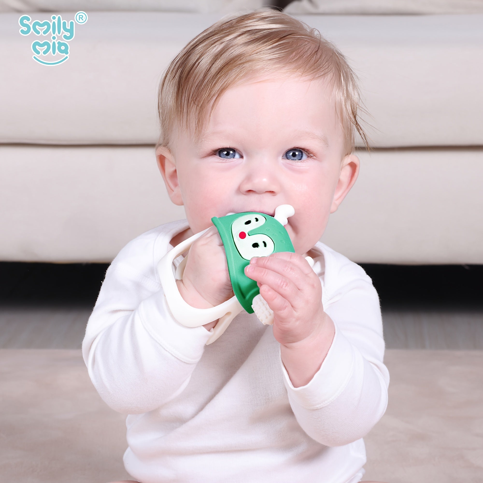 Smily Mia Teething Toys\u002FTeethers for Babies 6-12 Months, Reindeer Baby Chew Toy 3-6 Months for Teething Cutting Off, Get-A-Grip Baby Hand Teether, Silicone Teething Mittens for 0-6Months, Silicone Baby Teether for 3M+