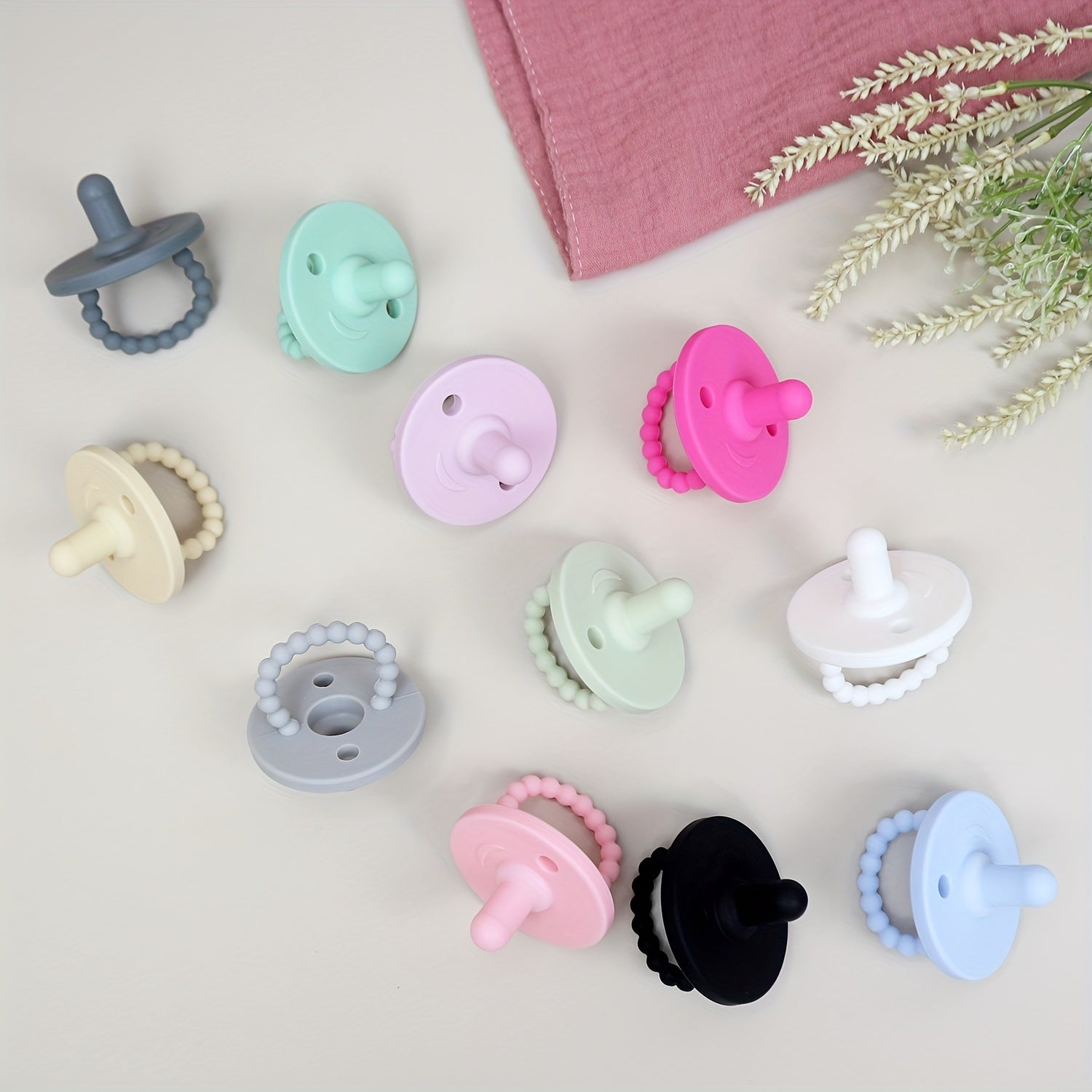 Two Pacifiers Made of Food-Grade Silicone, Easy to Grip, Perfect for Christmas Gifts.
