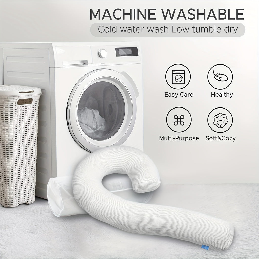 Body Pillow For Adults - Soft Long Bed Pillows Insert For Sleeping - Shredded Memory Foam & Removable Washable Cover - Swan Shaped Side Sleeper Pregnancy Pillow 49 Inch