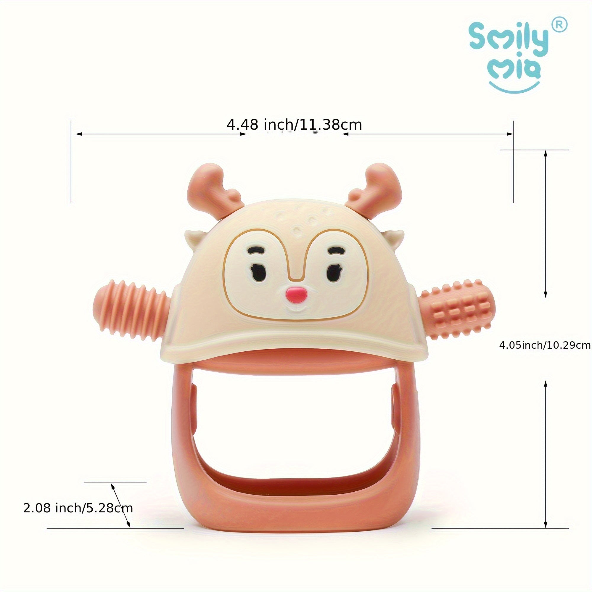 Smily Mia Teething Toys\u002FTeethers for Babies 6-12 Months, Reindeer Baby Chew Toy 3-6 Months for Teething Cutting Off, Get-A-Grip Baby Hand Teether, Silicone Teething Mittens for 0-6Months, Silicone Baby Teether for 3M+