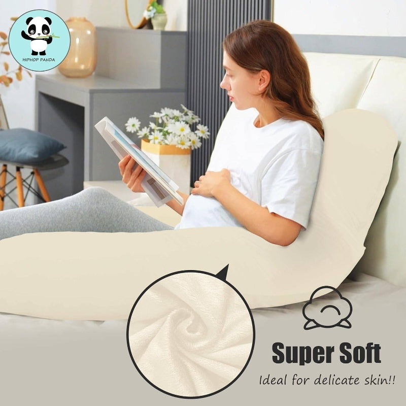 U - Shaped Pregnancy Pillow Sleeping - Full Body Maternity Support Pillow with Cooling Removable Cover - Comfort Back, HIPS, Belly - 57 Inch Pregnant Women, Ivory