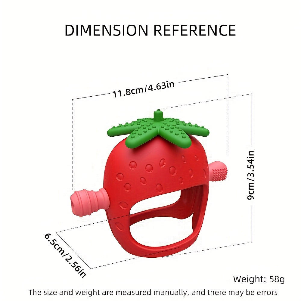 Food Grade Hand Silicone Baby Teething Toys Strawberry Shape Hand Protector Silicone Teether For Babies