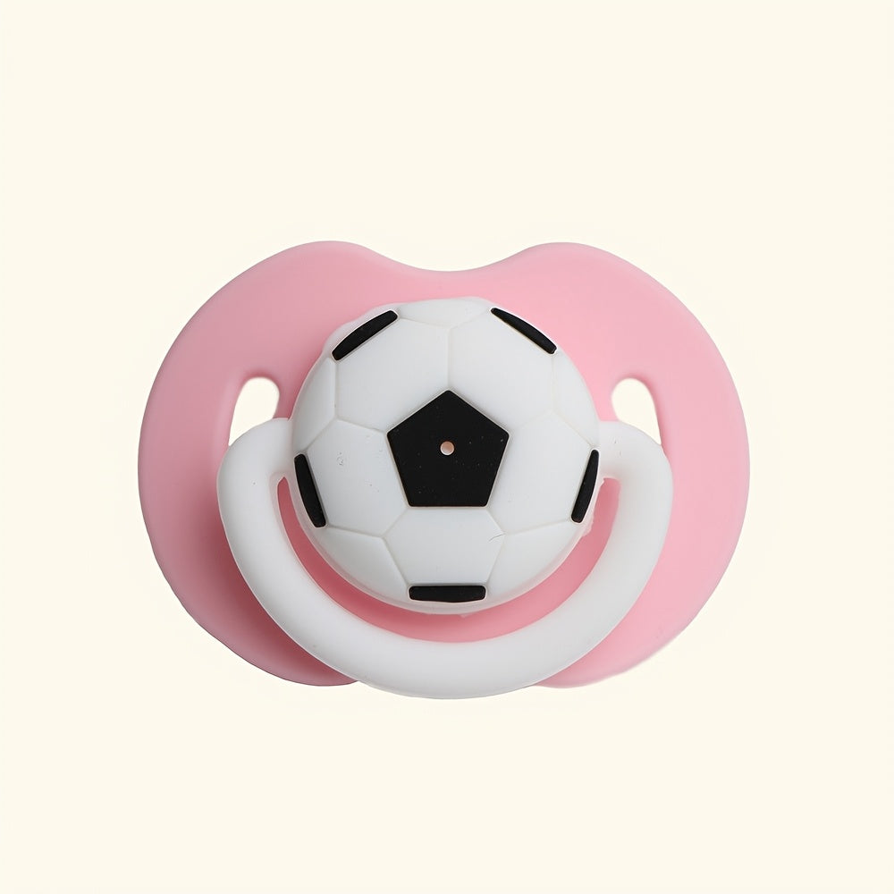 Easy Clean Soccer Ball Style Soother Silicone Soccer Ball Style Soother for and 0-6 Years - One-Piece Design, Easy to Clean, Soft on Gums, Available in Red, Blue, Green, Pink