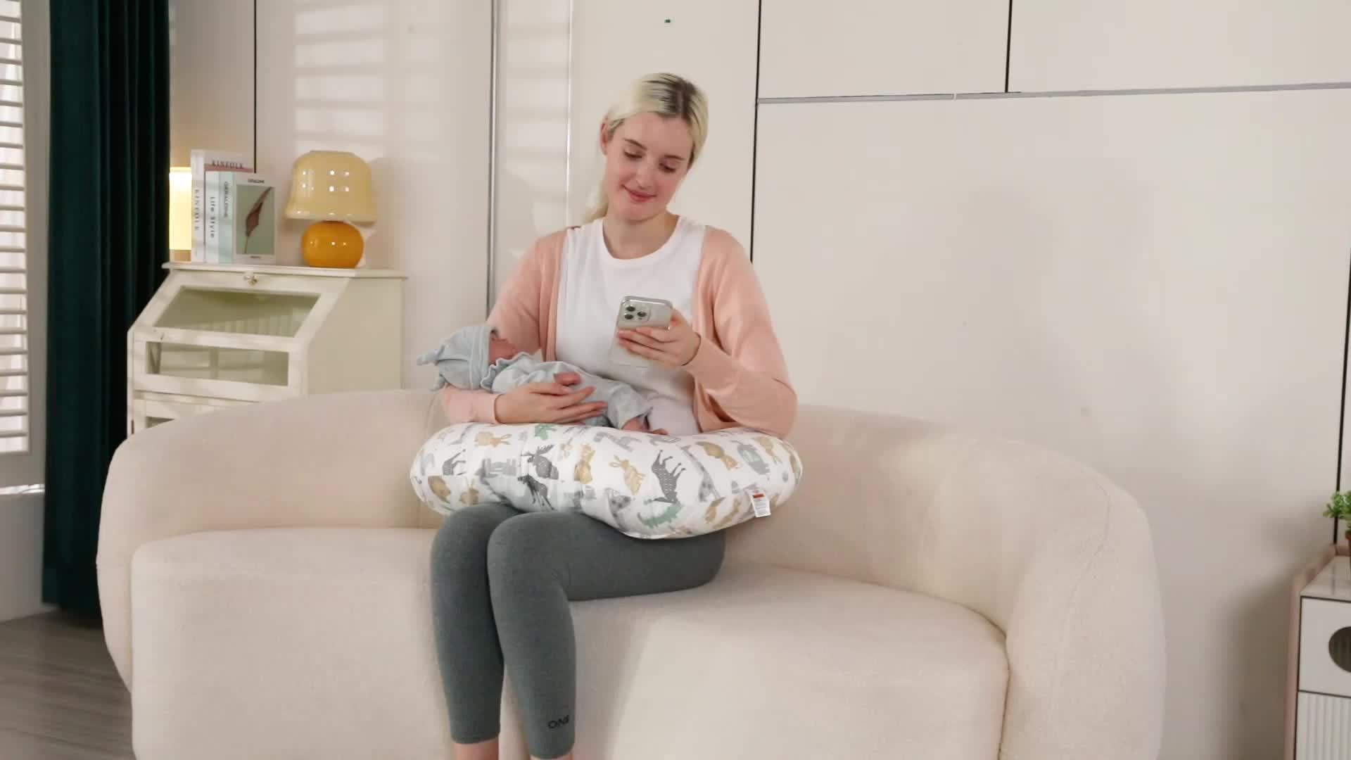 1pc Multifunctional Breastfeeding Pillow, Including Pillow And Pillowcase, C-shaped Breastfeeding Pillow, For Feeding, Designed For Newborns, Removable, Machine Washable