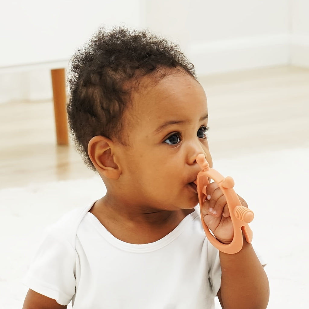 Smily Mia Teething Toys\u002FTeethers for Babies 6-12 Months, Reindeer Baby Chew Toy 3-6 Months for Teething Cutting Off, Get-A-Grip Baby Hand Teether, Silicone Teething Mittens for 0-6Months, Silicone Baby Teether for 3M+