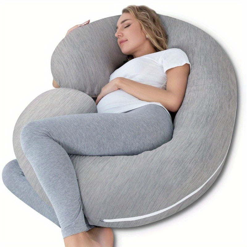 Cooling Pregnancy Pillow Maternity Pillow for Pregnant Women C Shaped for Side Sleeping Cooling Silky Grey