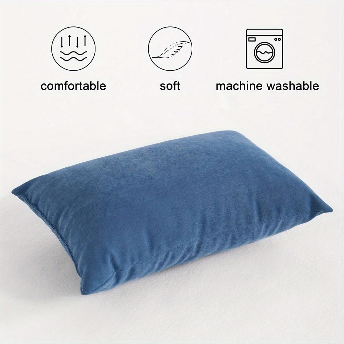 2pcs Microfiber Tiny Pillows, 11x7 Inches, Mini for Sleeping and Traveling, Washable, Soft Small Travel Nap Pillows, Denim Blue