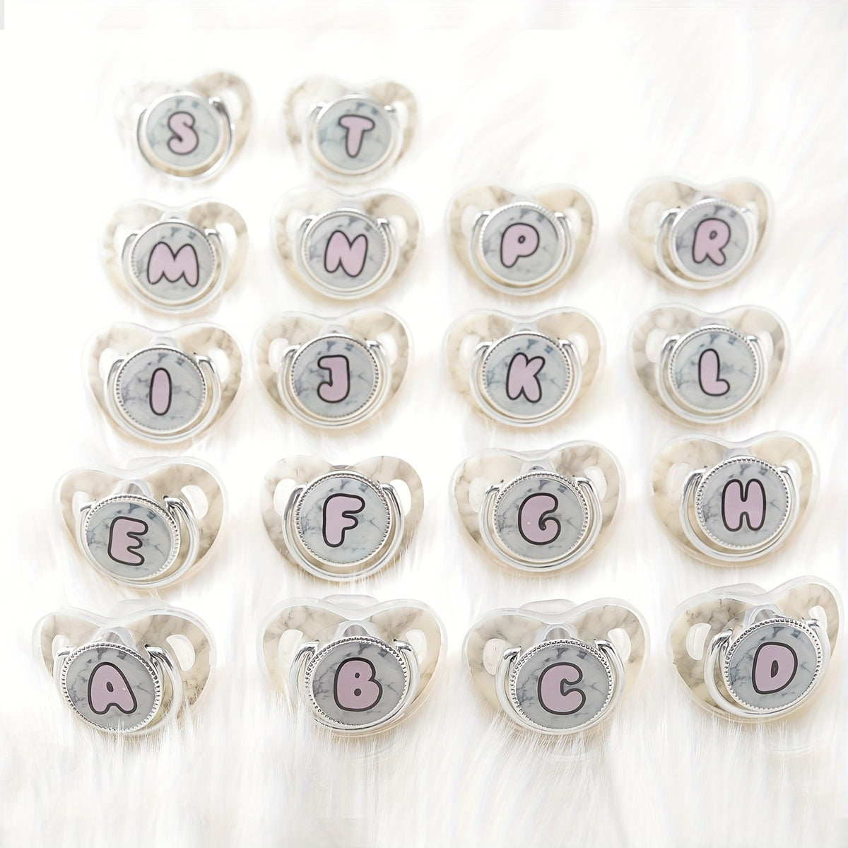 Phthalate-Free Soother 1pc Soft Silicone, Phthalate-Free Milk White Marble Letter Design Soother with Dust-Proof Lid - Safe & Comfortable, Multiple Styles - Ideal Gift, Essentials, Stylish Accessory