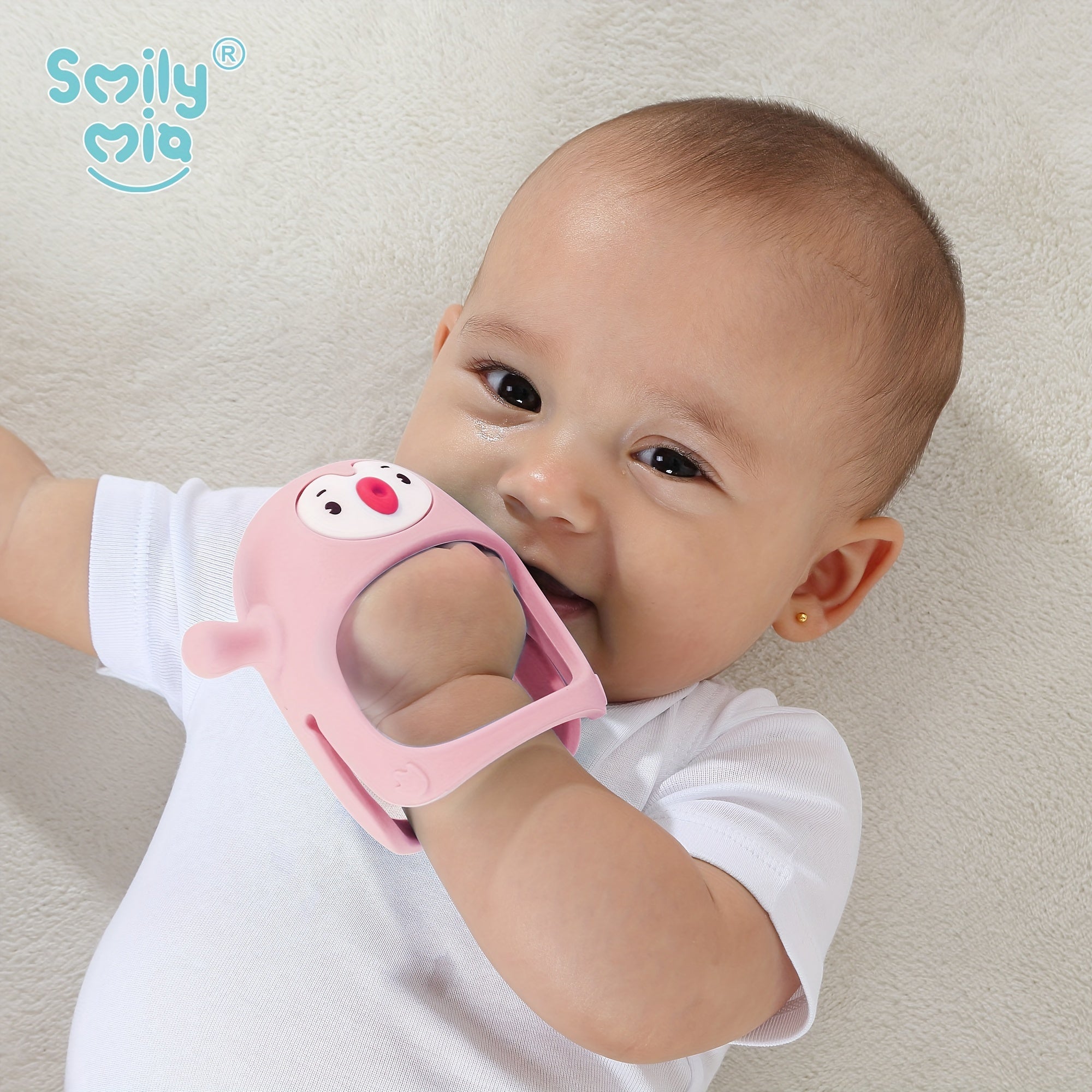 Smily Mia Baby Teething Toys - BPA-Free Silicone Teething Mittens for 0-6 Months, Never Drop Grip, Dishwasher Safe Blue Teether for Breast-Fed Babies & Infants 3-6 Months