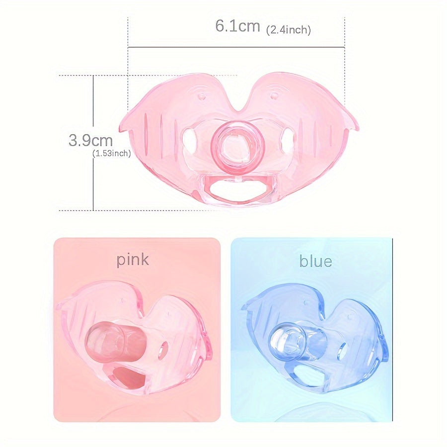 Ultra-Light Silicone Pacifier With Dust-proof Case, 0-6 Months, 100% BPA-free Silicone, Symmetrical One-Piece Design, 2 Pack, Blue&Pink