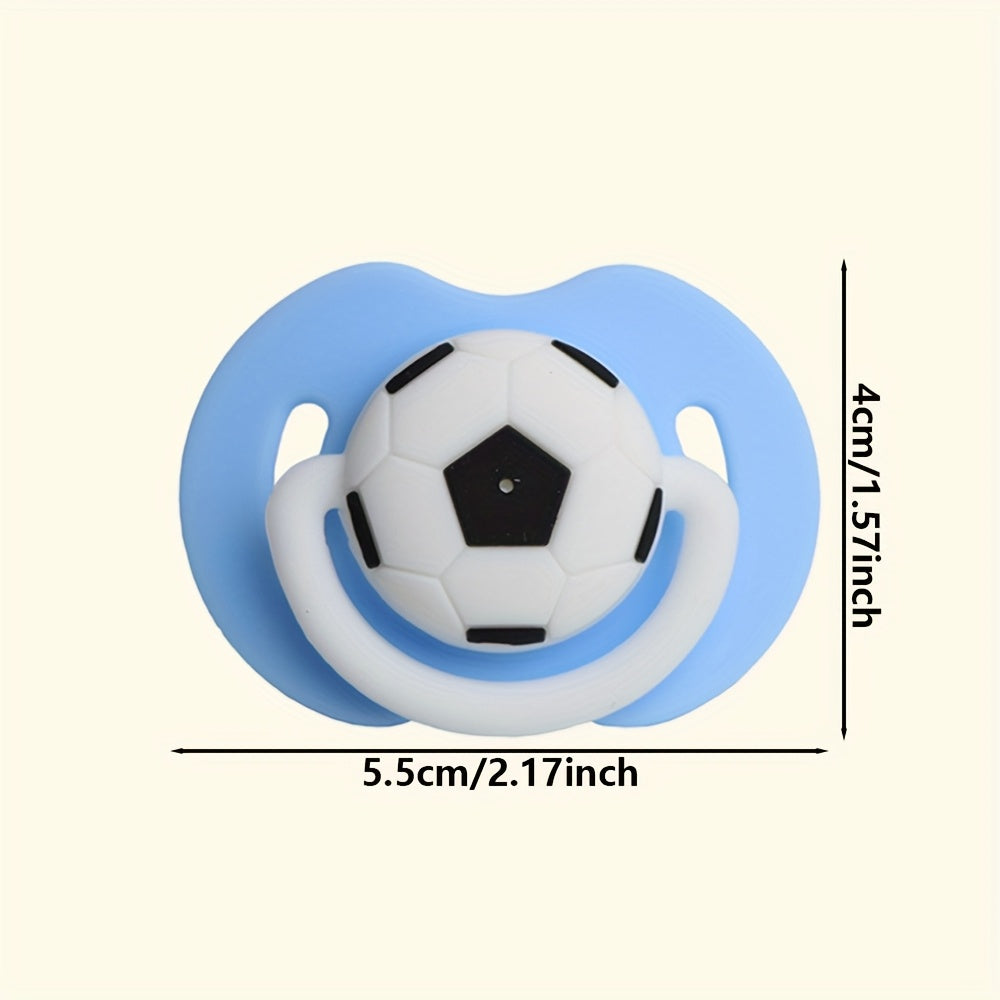 Easy Clean Soccer Ball Style Soother Silicone Soccer Ball Style Soother for and 0-6 Years - One-Piece Design, Easy to Clean, Soft on Gums, Available in Red, Blue, Green, Pink