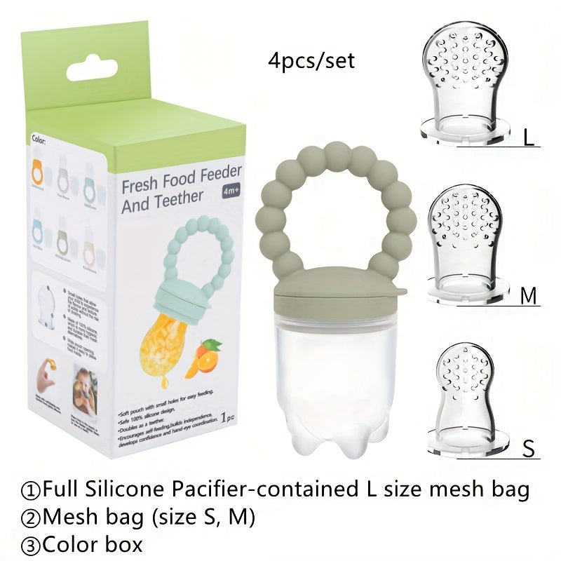 Baby Food Feeder & Pacifier - Self-Feeding Solid Food\u002FLiquid Dispenser with Pacifier, Non-Toxic Silicone, Easy-Clean for Infants, Breastmilk, Fruit Purees, Baby-LED Weaning - Mess-Free Feeding, Soft Textured Design, Safe Feeding Tool