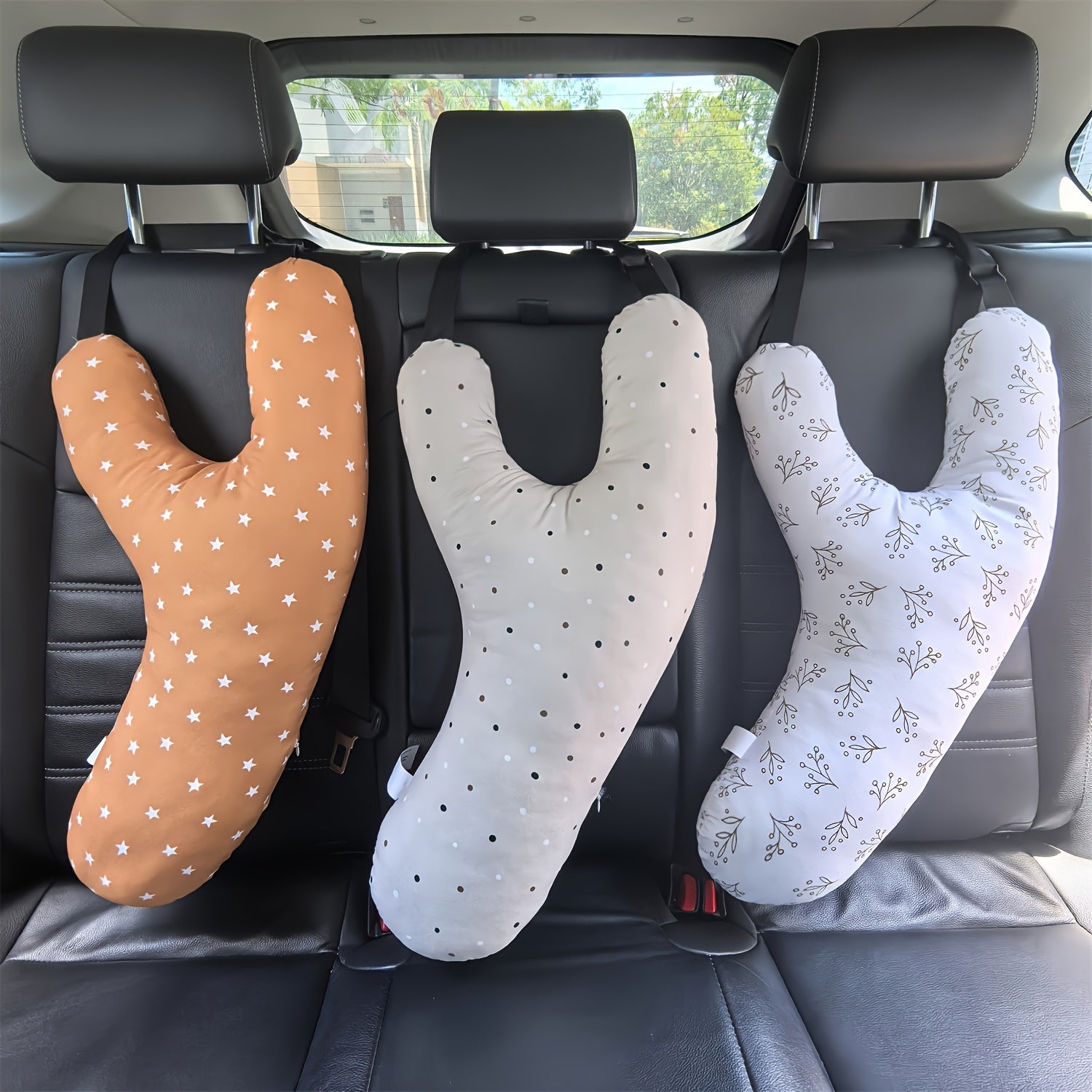 1-Pack Car Child Seat Pillow - Y-Shaped Travel Pillow with Soft Durable Fabric, Ergonomic Design for Long Car Trips, 4 Colors (Mixed) - Safe & Comfortable for Toddlers, Car Child Seat Accessories, Travel Baby Pillow, Yshaped Design, Sturdy Support