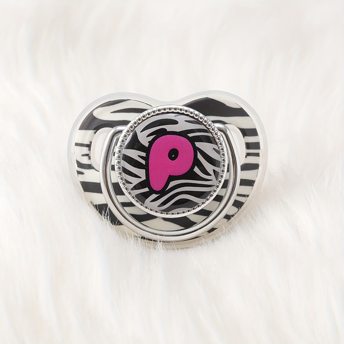 1pc Zebra Print Letter Design Pacifier With Dust Cover, Free Of Phthalates, Easy To Use, Soft And Comfortable, Safe Product, Suitable For Boys And Girls, With Multiple Choices, The Perfect Gift For Children