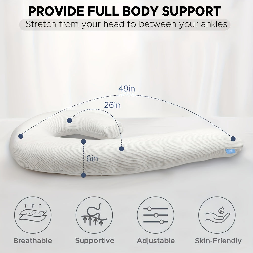 Body Pillow For Adults - Soft Long Bed Pillows Insert For Sleeping - Shredded Memory Foam & Removable Washable Cover - Swan Shaped Side Sleeper Pregnancy Pillow 49 Inch