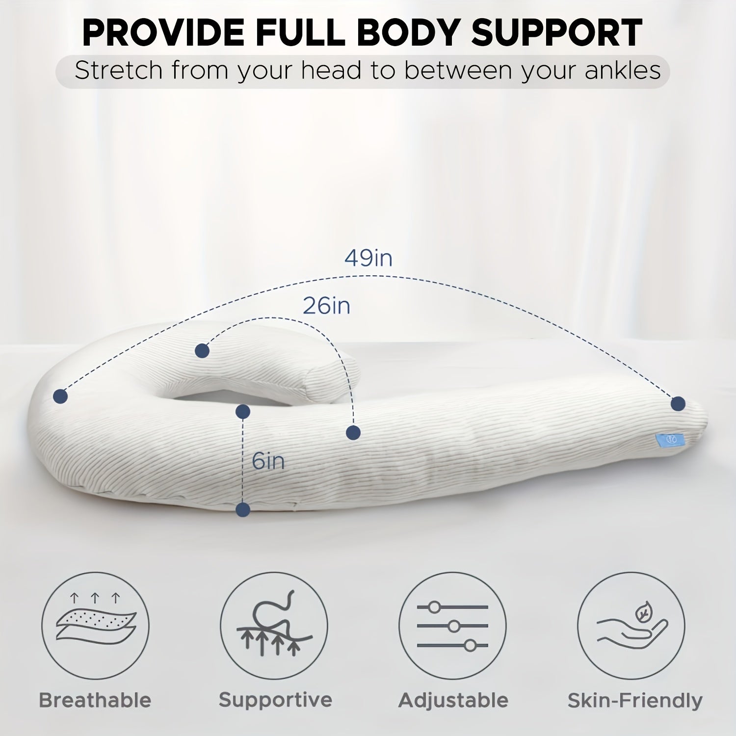Body Pillow For Adults - Soft Long Bed Pillows Insert For Sleeping - Shredded Memory Foam & Removable Washable Cover - Swan Shaped Side Sleeper Pregnancy Pillow 49 Inch