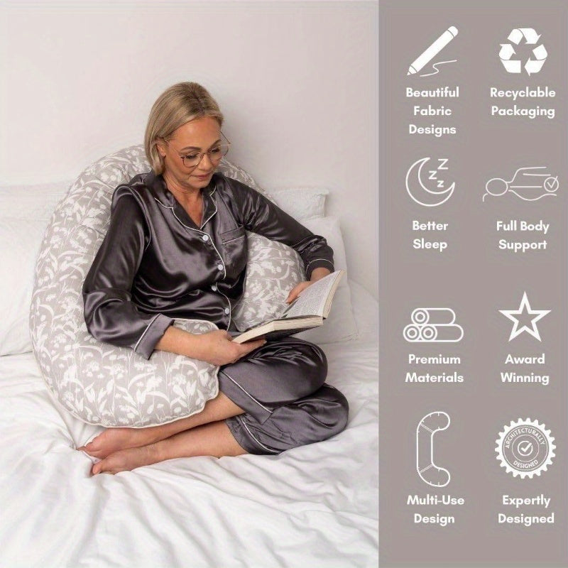 55 Inch C-Shaped Maternity Pillow for Sleep, Featuring a Cooling Cover And Soft Support for Women, Ideal for Back, Legs, And Belly, Perfect for Side Sleepers And Adults