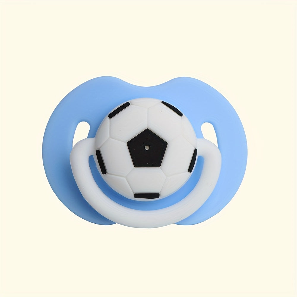 Easy Clean Soccer Ball Style Soother Silicone Soccer Ball Style Soother for and 0-6 Years - One-Piece Design, Easy to Clean, Soft on Gums, Available in Red, Blue, Green, Pink