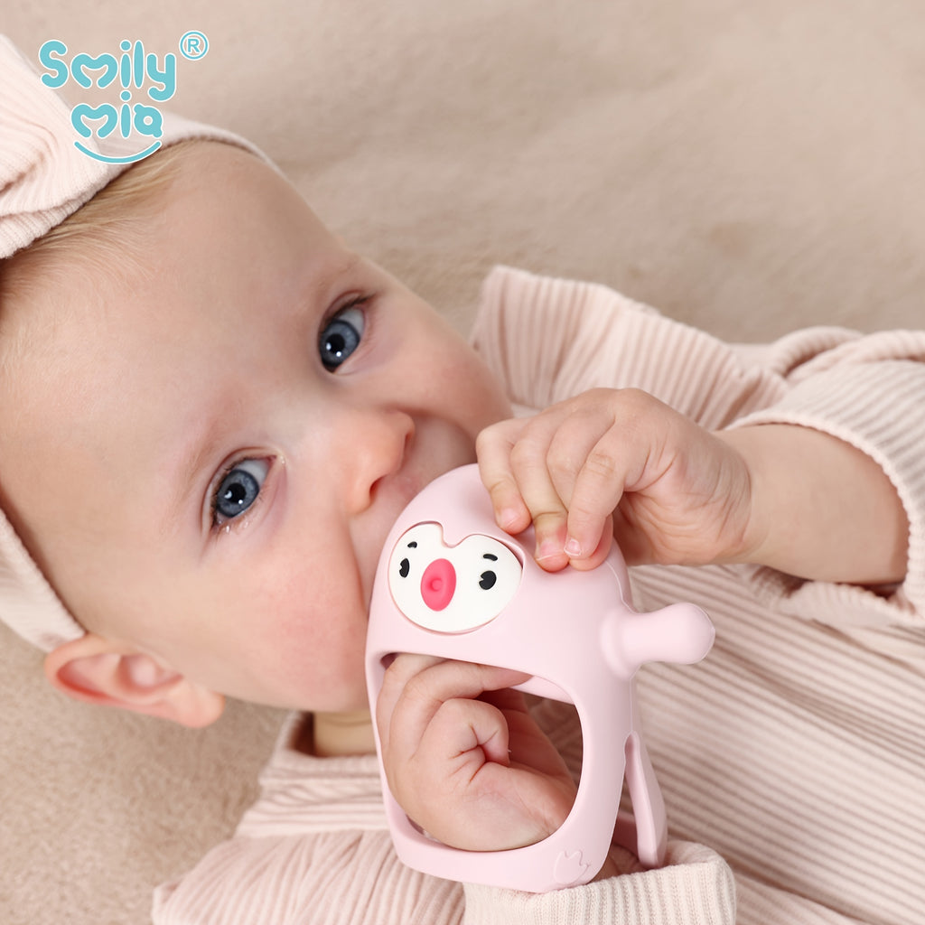Smily Mia Baby Teething Toys - BPA-Free Silicone Teething Mittens for 0-6 Months, Never Drop Grip, Dishwasher Safe Blue Teether for Breast-Fed Babies & Infants 3-6 Months