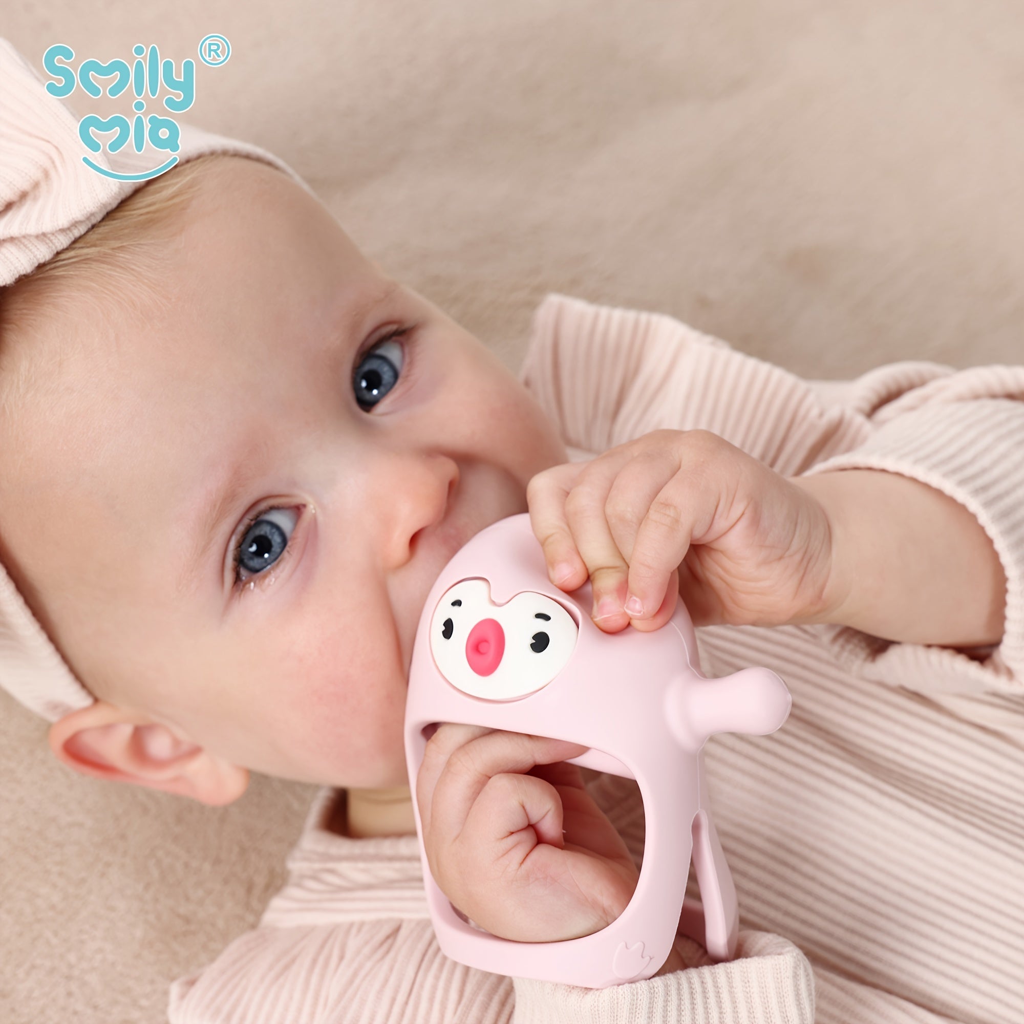 Smily Mia Baby Teething Toys - BPA-Free Silicone Teething Mittens for 0-6 Months, Never Drop Grip, Dishwasher Safe Blue Teether for Breast-Fed Babies & Infants 3-6 Months