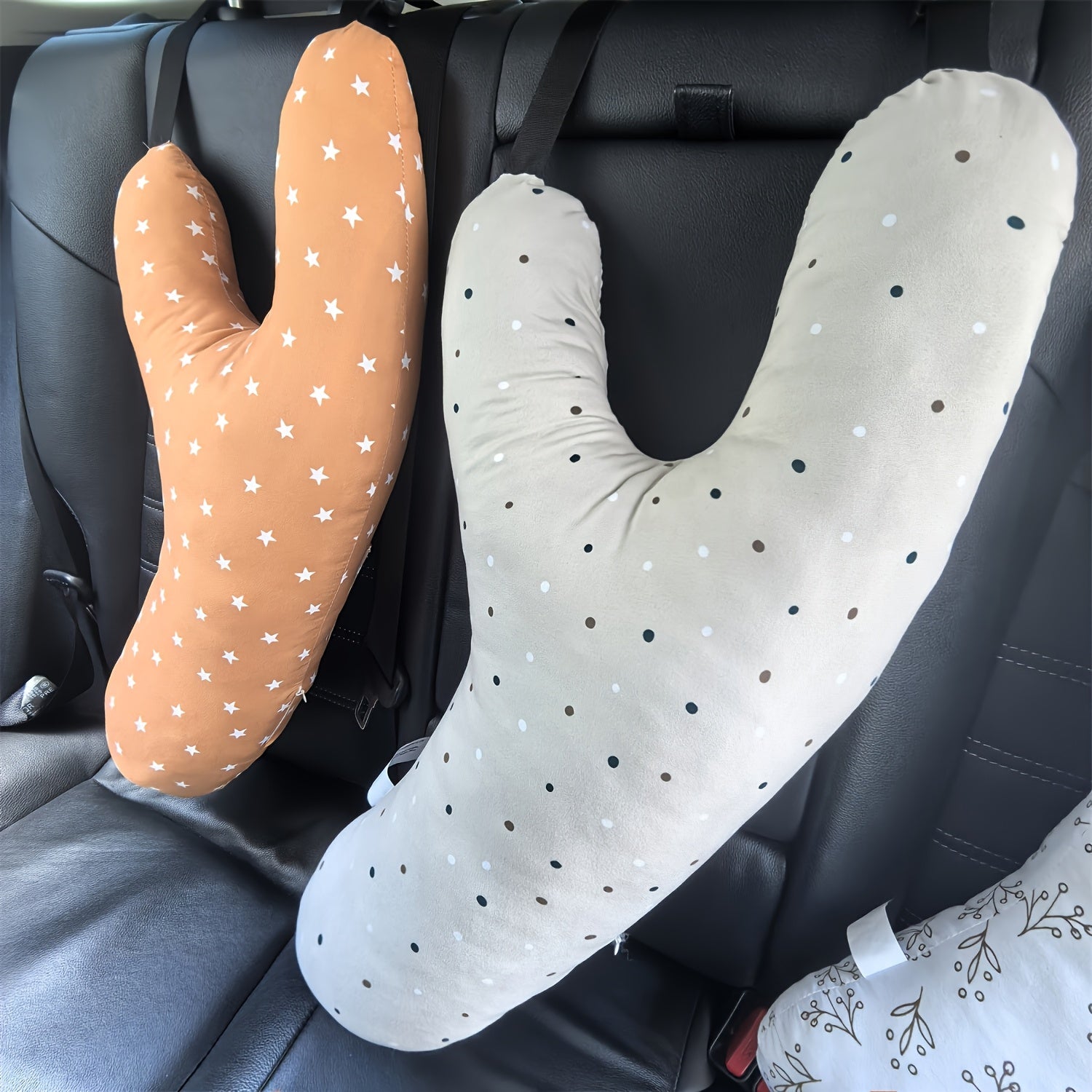 1-Pack Car Child Seat Pillow - Y-Shaped Travel Pillow with Soft Durable Fabric, Ergonomic Design for Long Car Trips, 4 Colors (Mixed) - Safe & Comfortable for Toddlers, Car Child Seat Accessories, Travel Baby Pillow, Yshaped Design, Sturdy Support