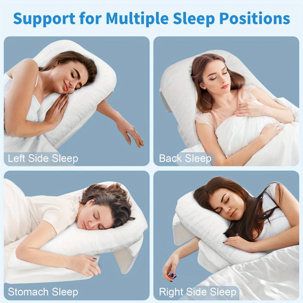 2-in-1 Side Sleeper Pillow With Arm Hole, Shoulder Relief System, Bed Wedge Pillow And Long Body Pillow, Shredded, Adjustable Height, Large