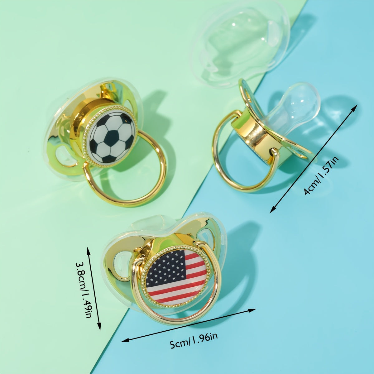 1 Soccer Ball, American Flag, Devil's Eye Silicone Printed Pacifier - Integrated Design with Dust Cover, Easy to Clean, Ideal Baby Party Gift, Multiple Options Available