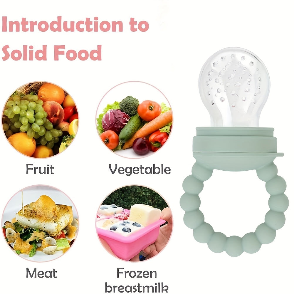 Baby Food Feeder & Pacifier - Self-Feeding Solid Food\u002FLiquid Dispenser with Pacifier, Non-Toxic Silicone, Easy-Clean for Infants, Breastmilk, Fruit Purees, Baby-LED Weaning - Mess-Free Feeding, Soft Textured Design, Safe Feeding Tool
