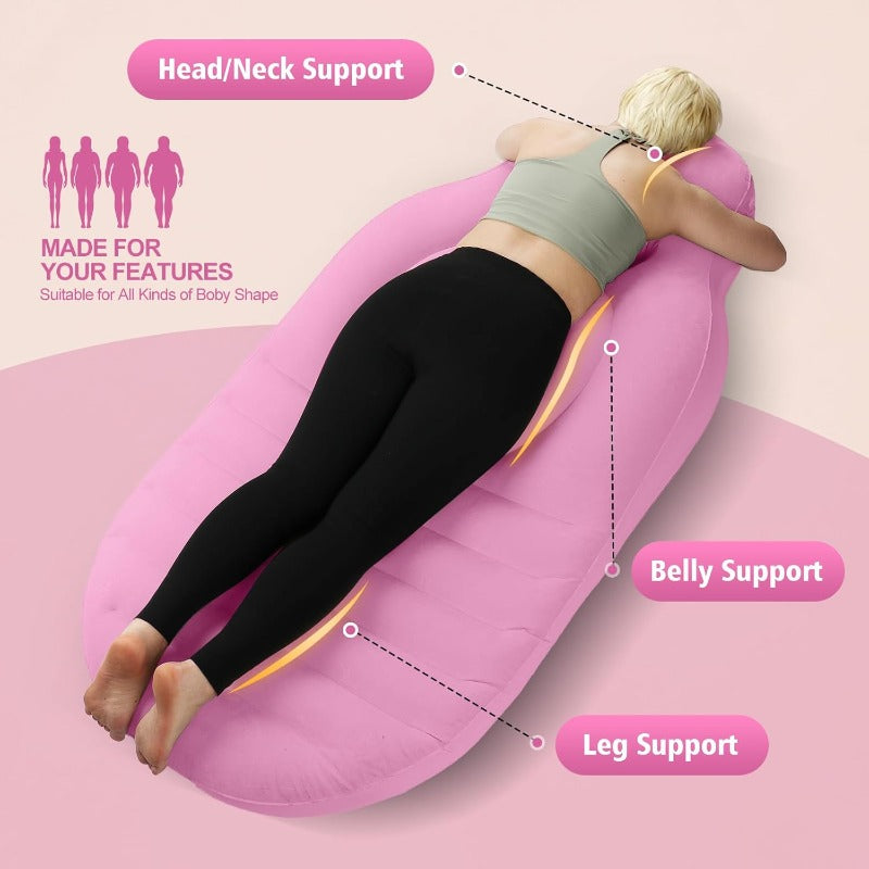 Pregnancy Blow Up Pillow Belly Mattress for Pregnant Women with Electric Pump Full Body Maternity Airbed with Hole for Stomach Sleeping Back Pain and SPD Relief Pink
