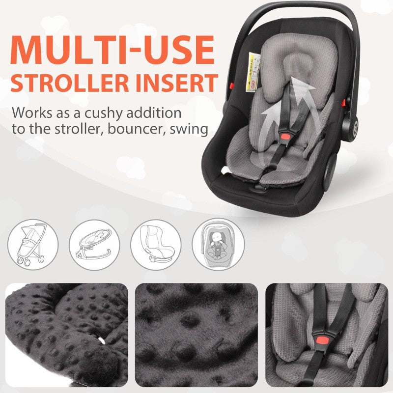 Infant Carseat Insert 2 in 1 Reversible Baby Car Seat Cushion for Newborn Toddler Head Body Support Car Seat Pad for Carseats Strollers Swings Bouncers Black