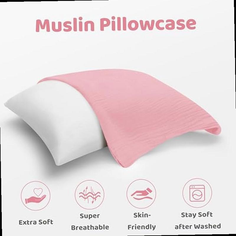Pro Goleem Toddler Pillow with Muslin Cotton Pillowcase 13 18 Soft Toddler Pillows for Sleeping Kids Pillow Child Pillow Machine Washable Perfect Bed Toddler Cot and Travel Pink