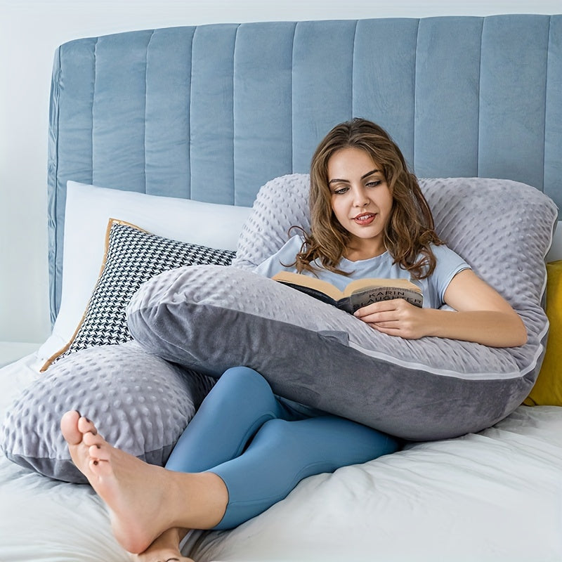QUEEN ROSE Pregnancy Pillows, U Shaped Full Body Pillow for Pregnancy Sleeping, Maternity Pillow for Pregnant Women Pain, with Beige Minky Dot Velvet Cover
