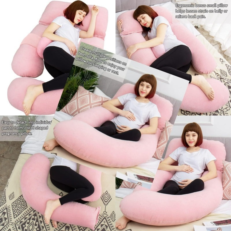 60in Full Body Pillow Nursing Maternity and Pregnancy Pillow Extra Large U Shape Pillows with Detachable Side Separate port Pillow and Removable Cover Veet Light Pink