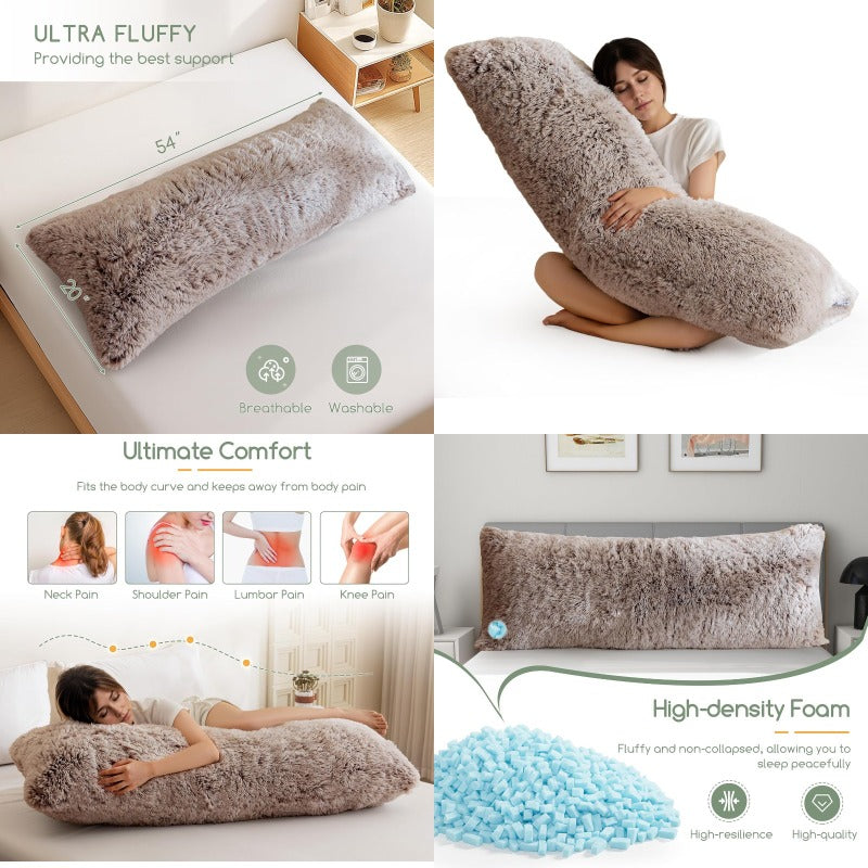 Body Pillow for Adults Extra Long Full Body Pillow with Removable Cover and Memory Foam Filling for Side Sleepers and Pregnancy Soft port Pillow hine Washable 20x54 Inch
