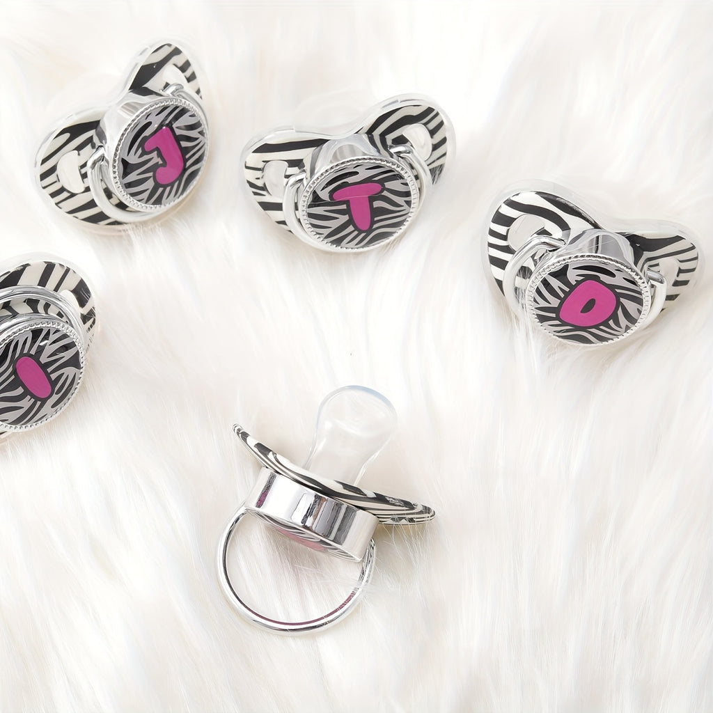 1pc Zebra Print Letter Design Pacifier With Dust Cover, Free Of Phthalates, Easy To Use, Soft And Comfortable, Safe Product, Suitable For Boys And Girls, With Multiple Choices, The Perfect Gift For Children