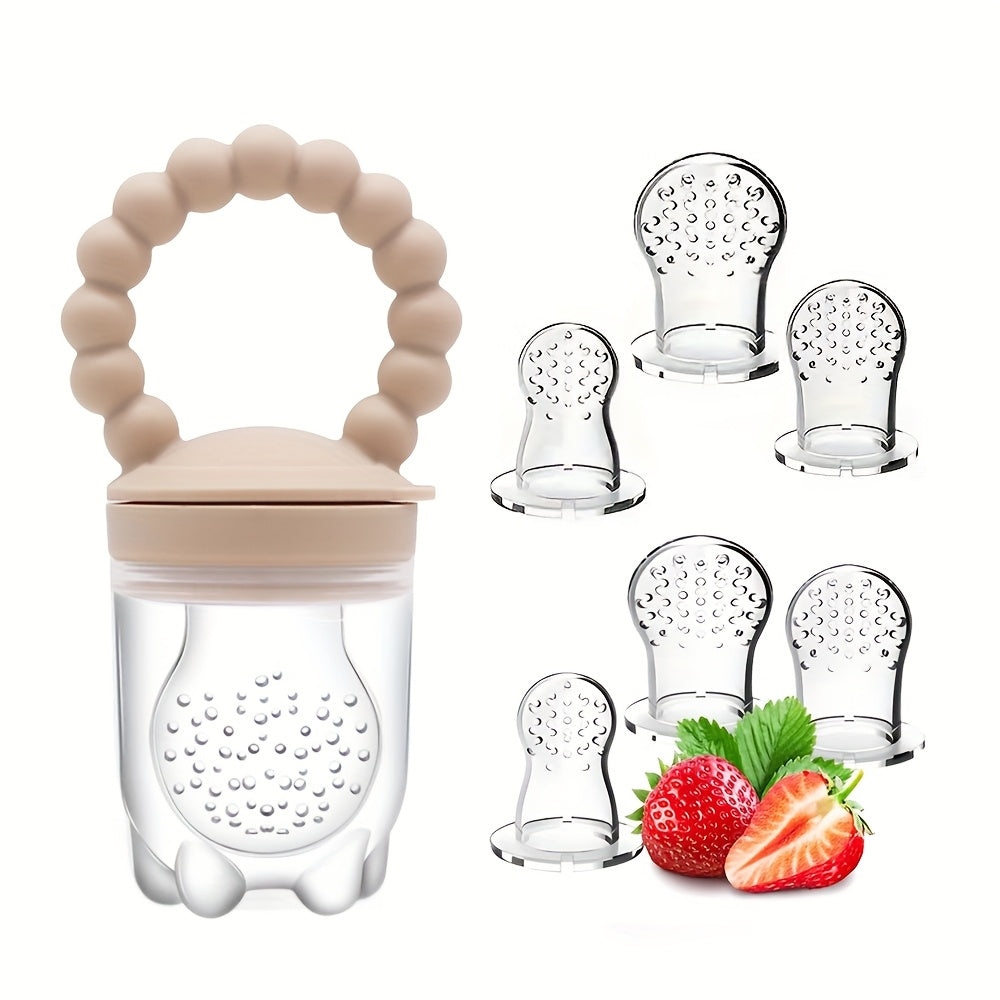 7pcs Fruit Feeding Pacifier with 6 Extra Replaceable Food Bags, Food Grade Silicone, Christmas Gift