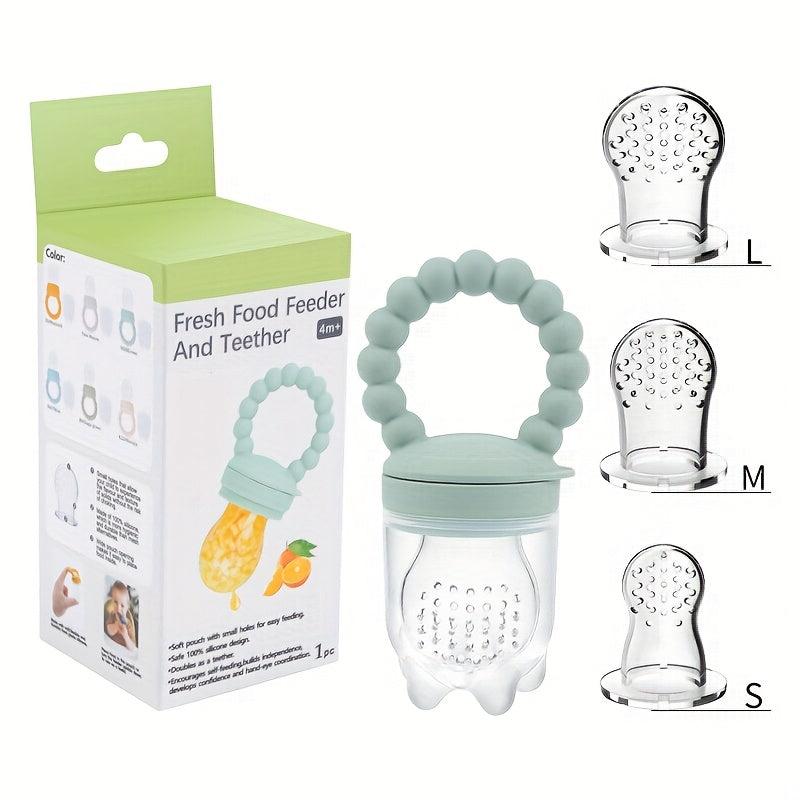 Baby Food Feeder & Pacifier - Self-Feeding Solid Food\u002FLiquid Dispenser with Pacifier, Non-Toxic Silicone, Easy-Clean for Infants, Breastmilk, Fruit Purees, Baby-LED Weaning - Mess-Free Feeding, Soft Textured Design, Safe Feeding Tool