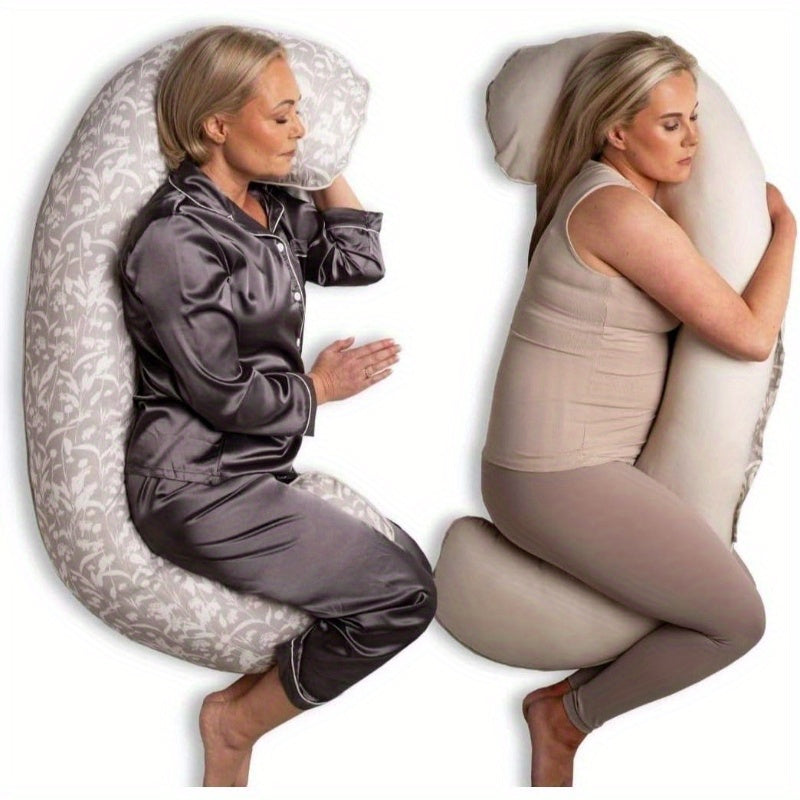 55 Inch C-Shaped Maternity Pillow for Sleep, Featuring a Cooling Cover And Soft Support for Women, Ideal for Back, Legs, And Belly, Perfect for Side Sleepers And Adults