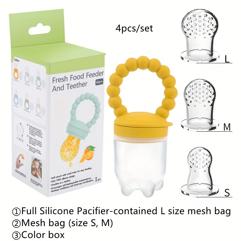 Baby Food Feeder & Pacifier - Self-Feeding Solid Food\u002FLiquid Dispenser with Pacifier, Non-Toxic Silicone, Easy-Clean for Infants, Breastmilk, Fruit Purees, Baby-LED Weaning - Mess-Free Feeding, Soft Textured Design, Safe Feeding Tool