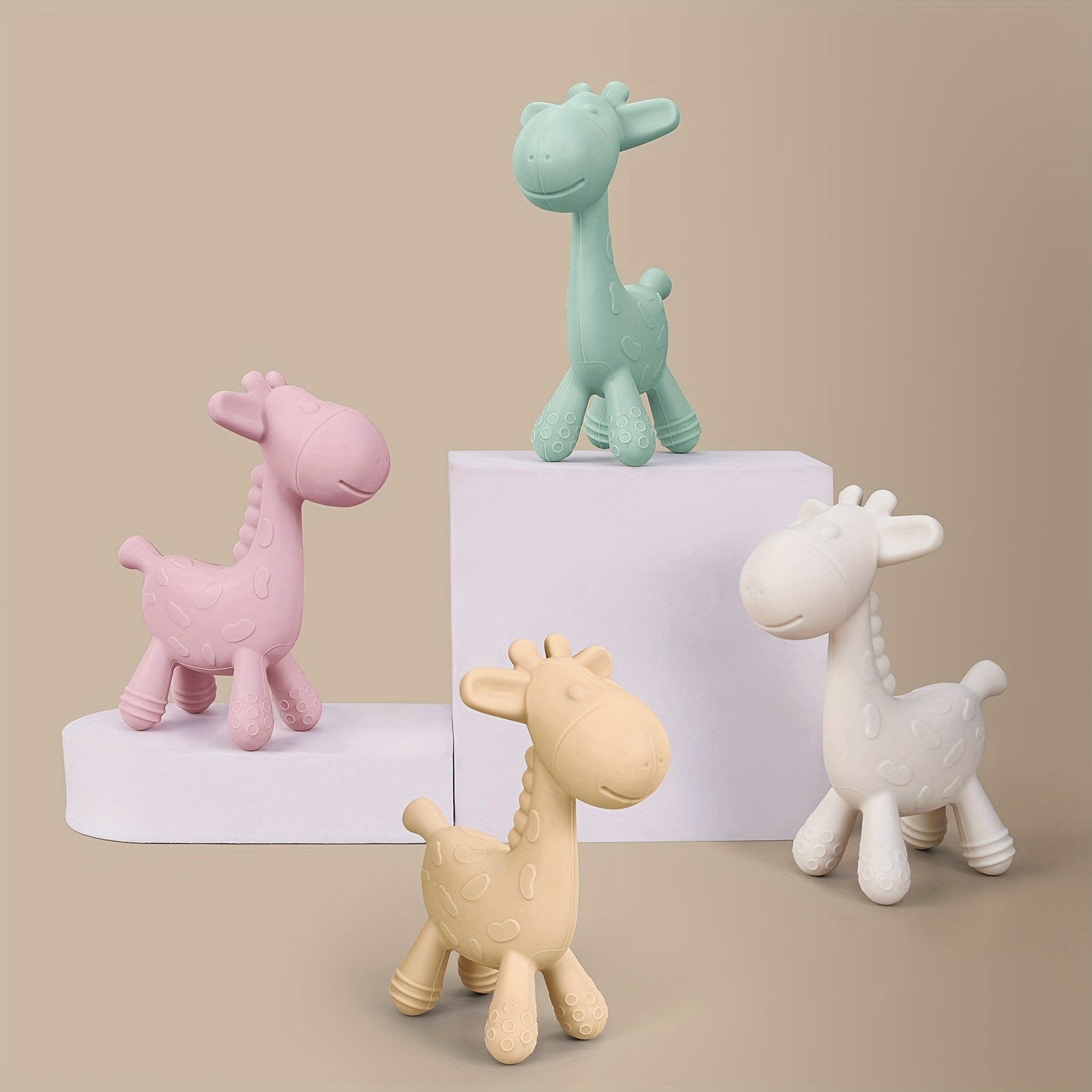 TYRY.HU Baby Deer Teething Toys, Christmas Thanksgiving Holiday Gifts for Babies, Food-Grade Silicone Teethers for Infants, Soothing Gums & Stocking Stuffers, BPA-Free Chew Toys