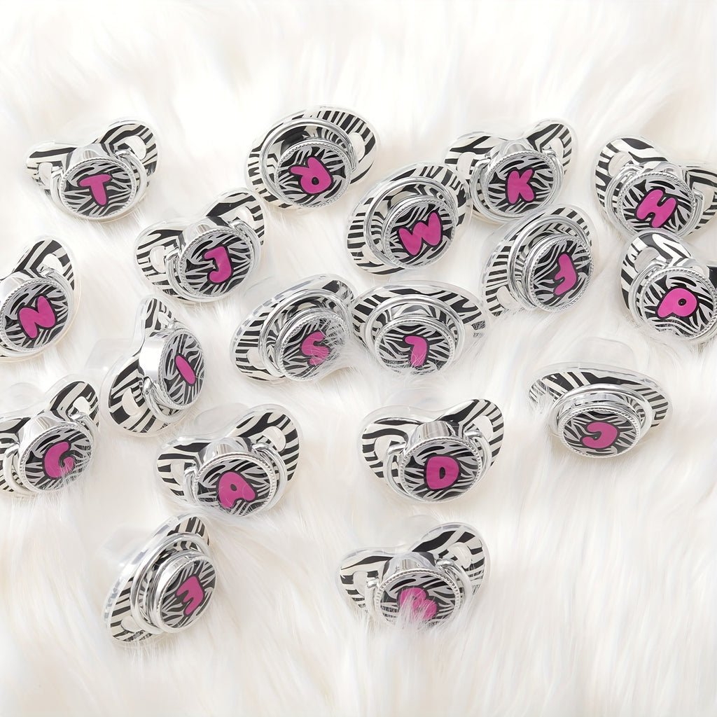 1pc Zebra Print Letter Design Pacifier With Dust Cover, Free Of Phthalates, Easy To Use, Soft And Comfortable, Safe Product, Suitable For Boys And Girls, With Multiple Choices, The Perfect Gift For Children