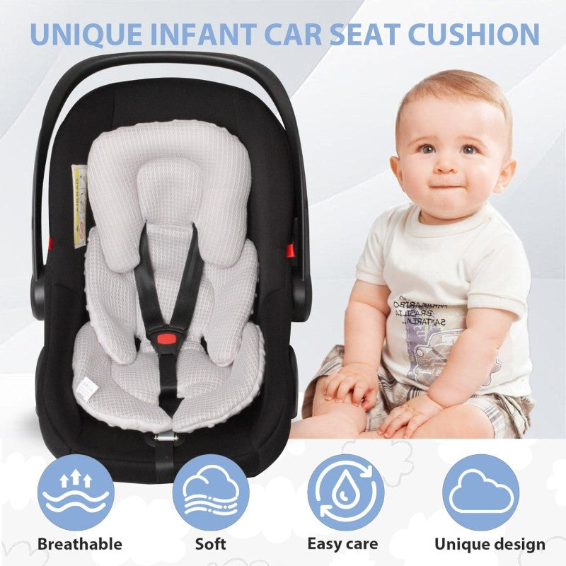 Infant Carseat Insert 2 in 1 Reversible Baby Car Seat Cushion for Newborn Toddler Head Body Support Car Seat Pad for Carseats Strollers Swings Bouncers