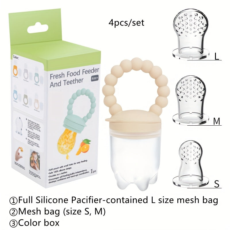 Baby Food Feeder & Pacifier - Self-Feeding Solid Food\u002FLiquid Dispenser with Pacifier, Non-Toxic Silicone, Easy-Clean for Infants, Breastmilk, Fruit Purees, Baby-LED Weaning - Mess-Free Feeding, Soft Textured Design, Safe Feeding Tool